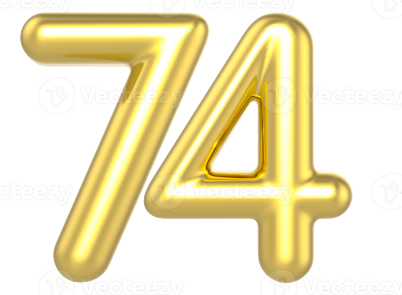 74 Number Gold Render png