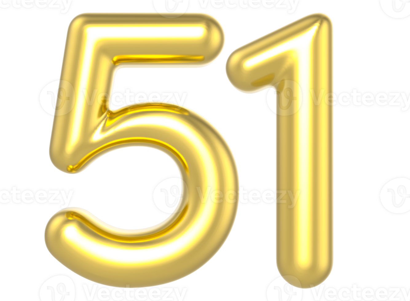51 Number Gold Render png