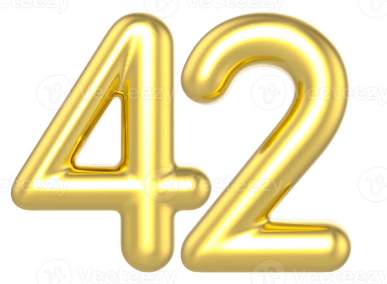 42 Number Gold Render png