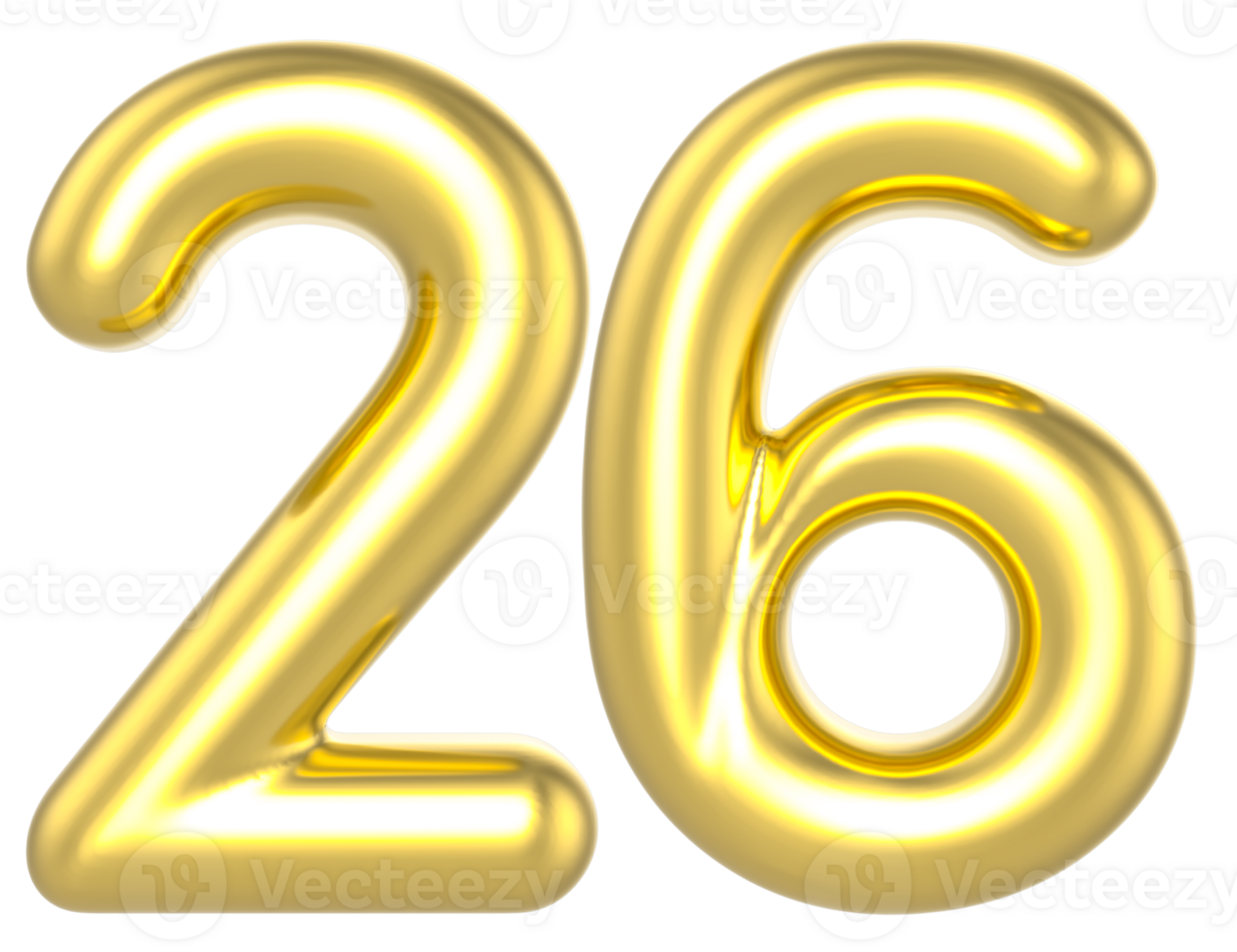 26 Number Gold Render png