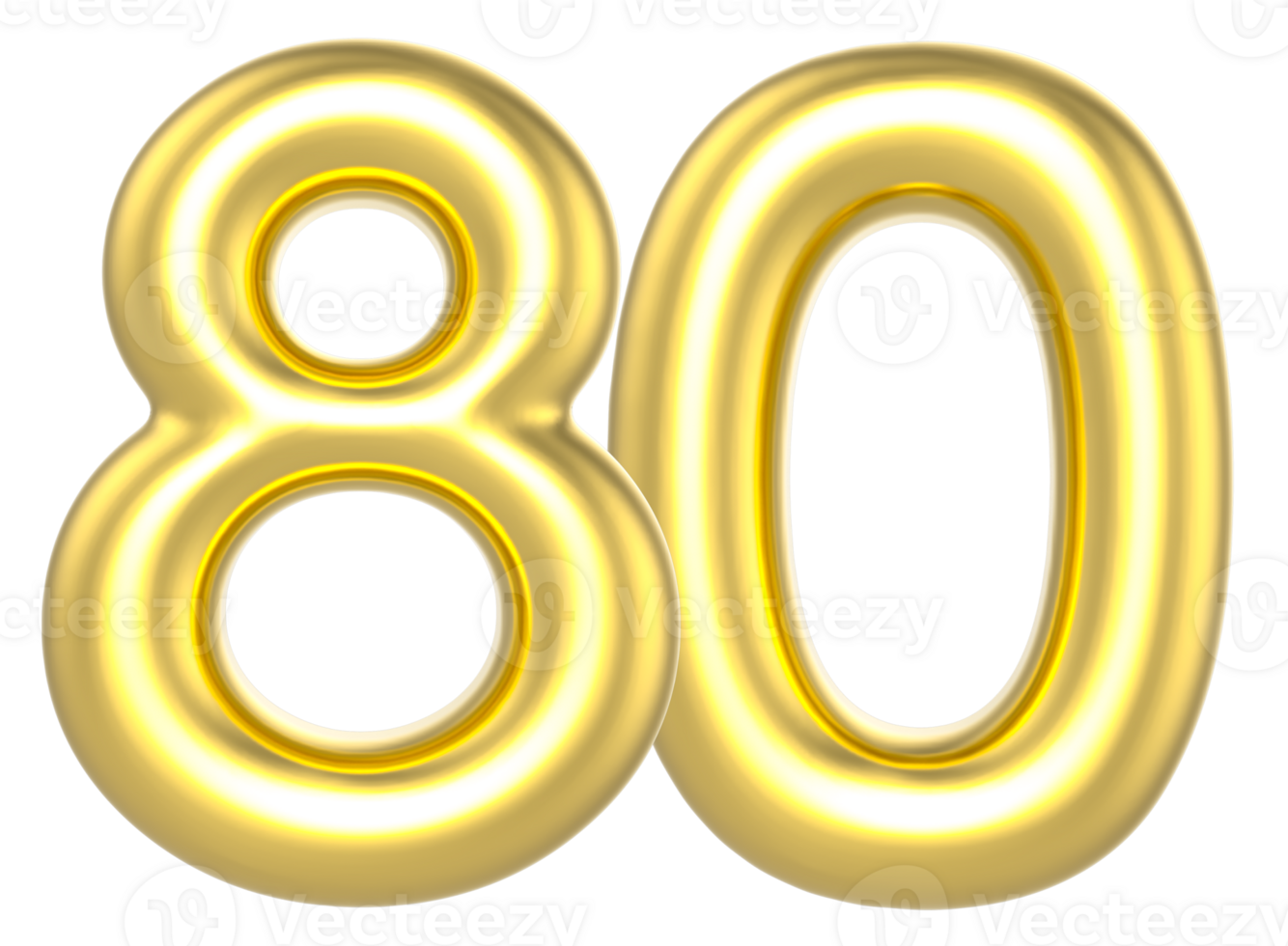 80 Number Gold Render png