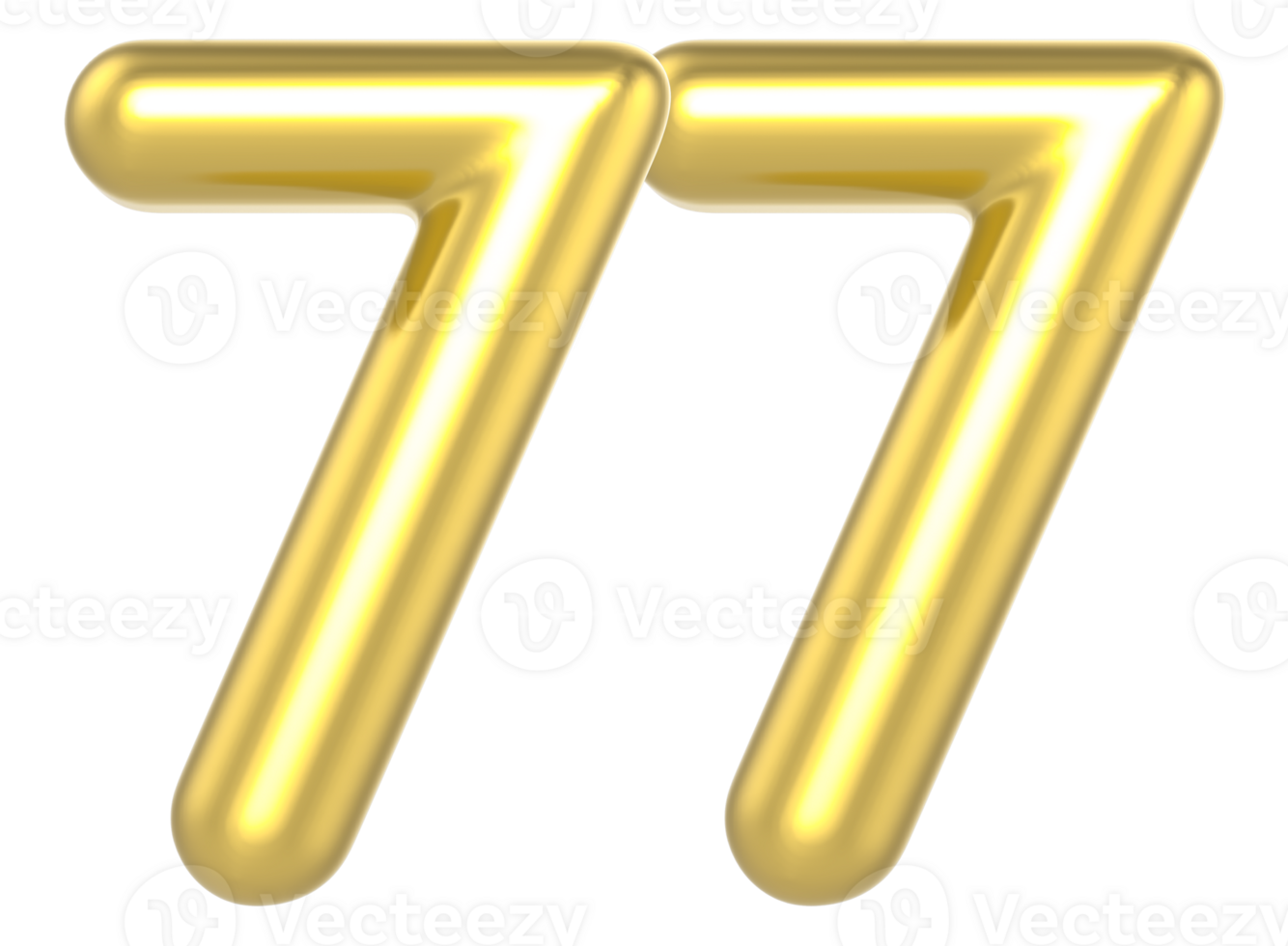 77 Number Gold Render png