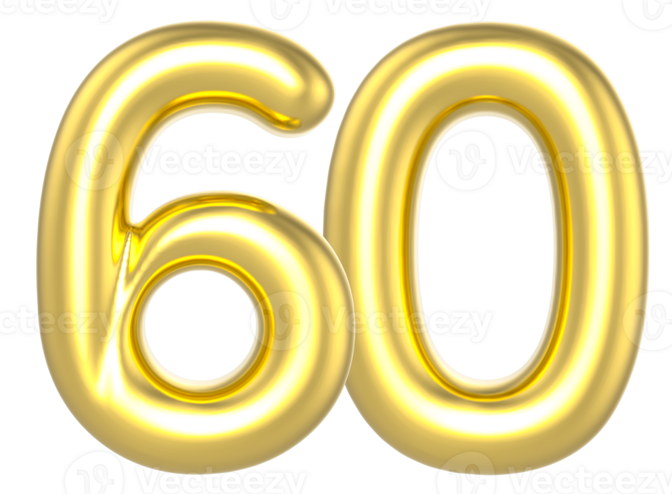 60 Number Gold Render png