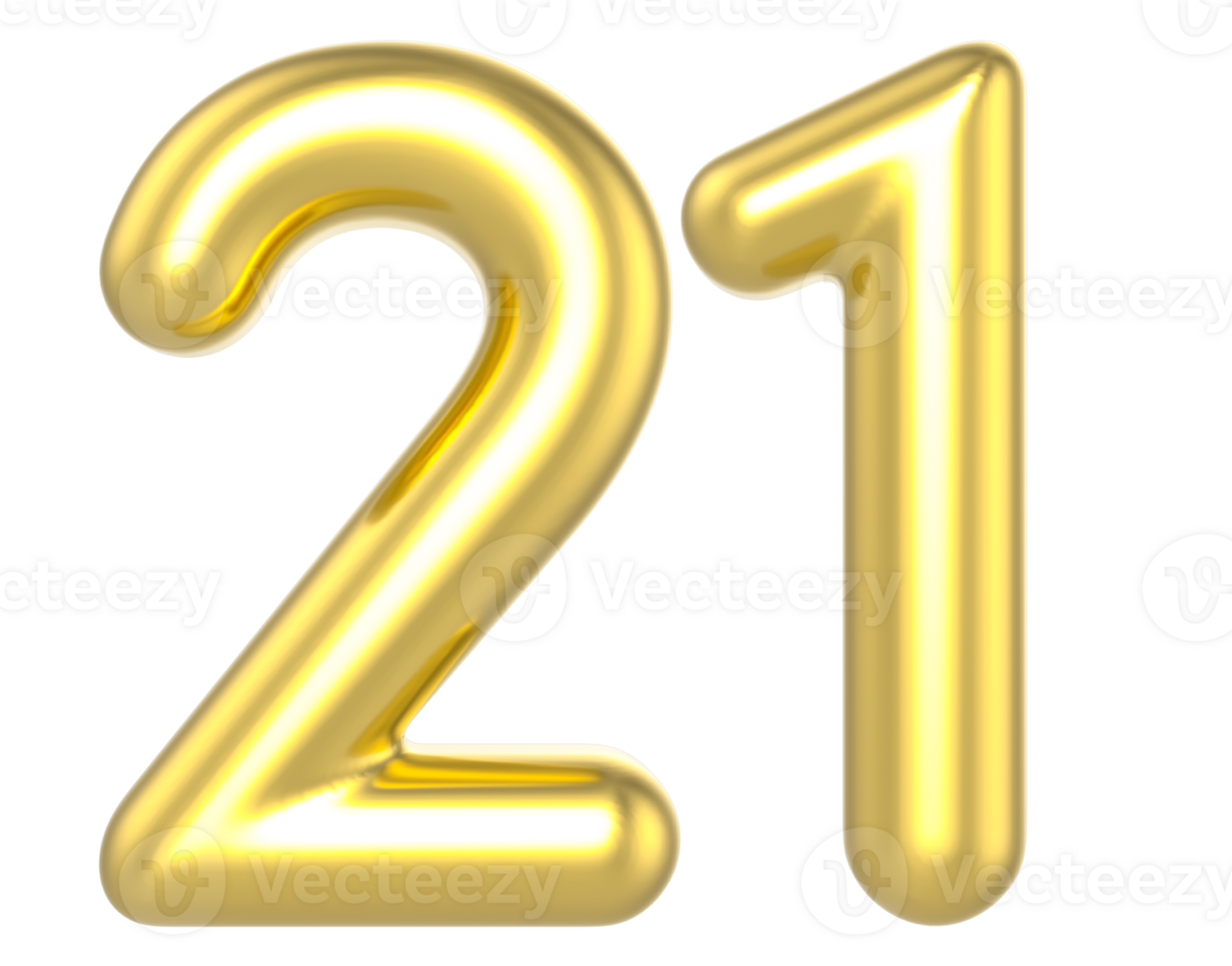 21 Number Gold Render png