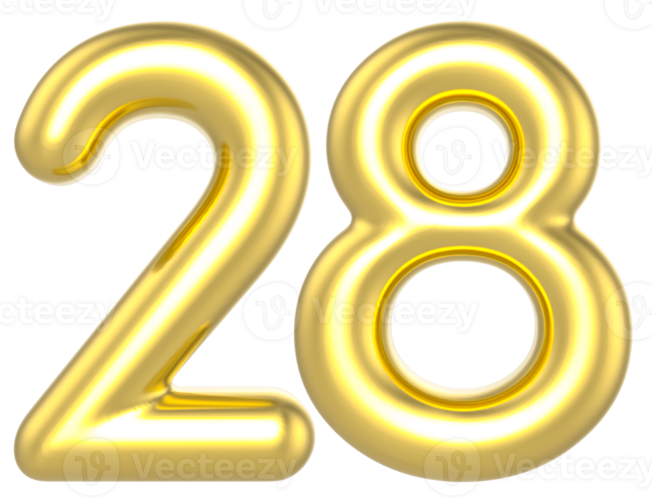 28 Number Gold Render png
