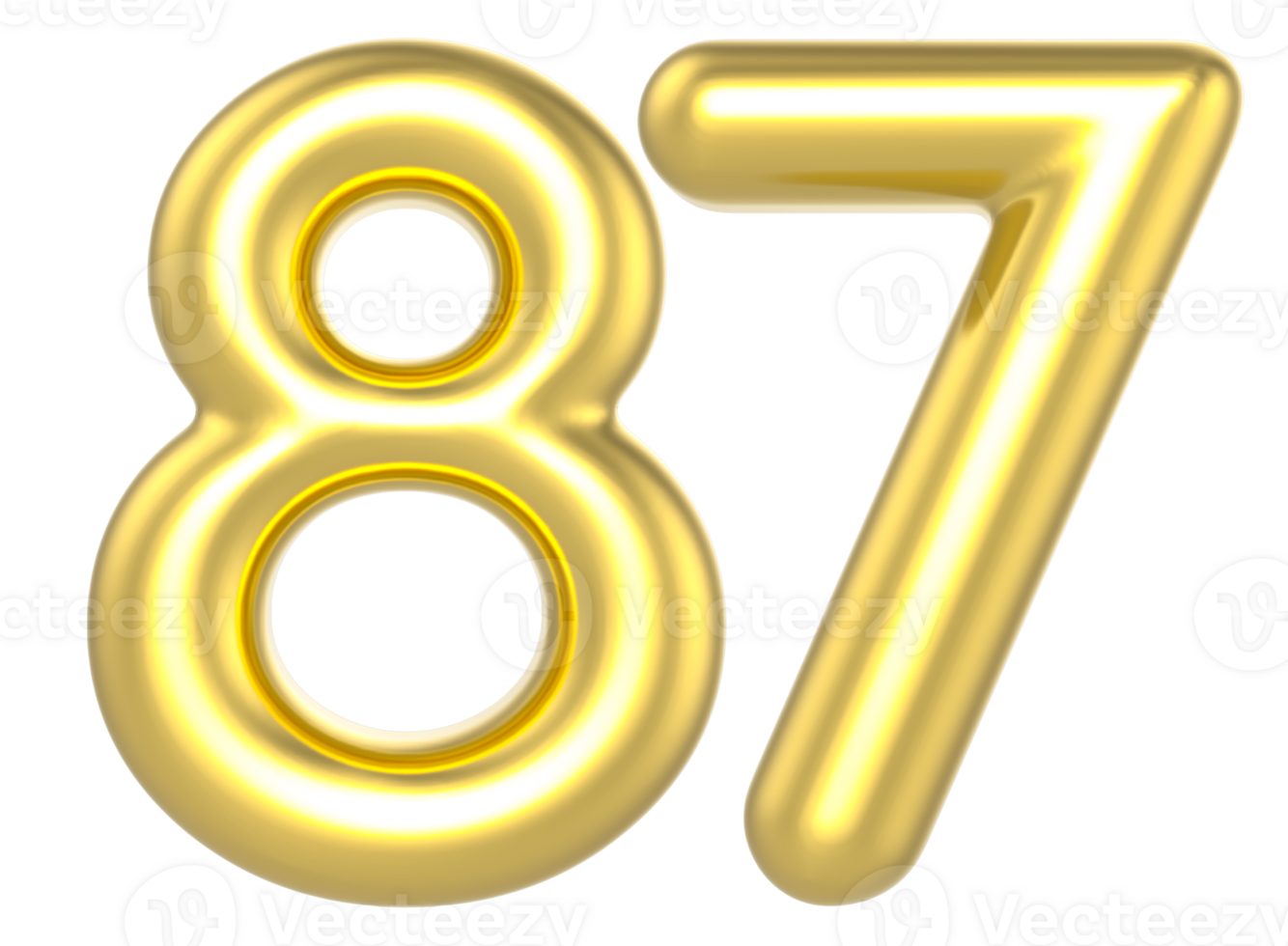 87 Number Gold Render png