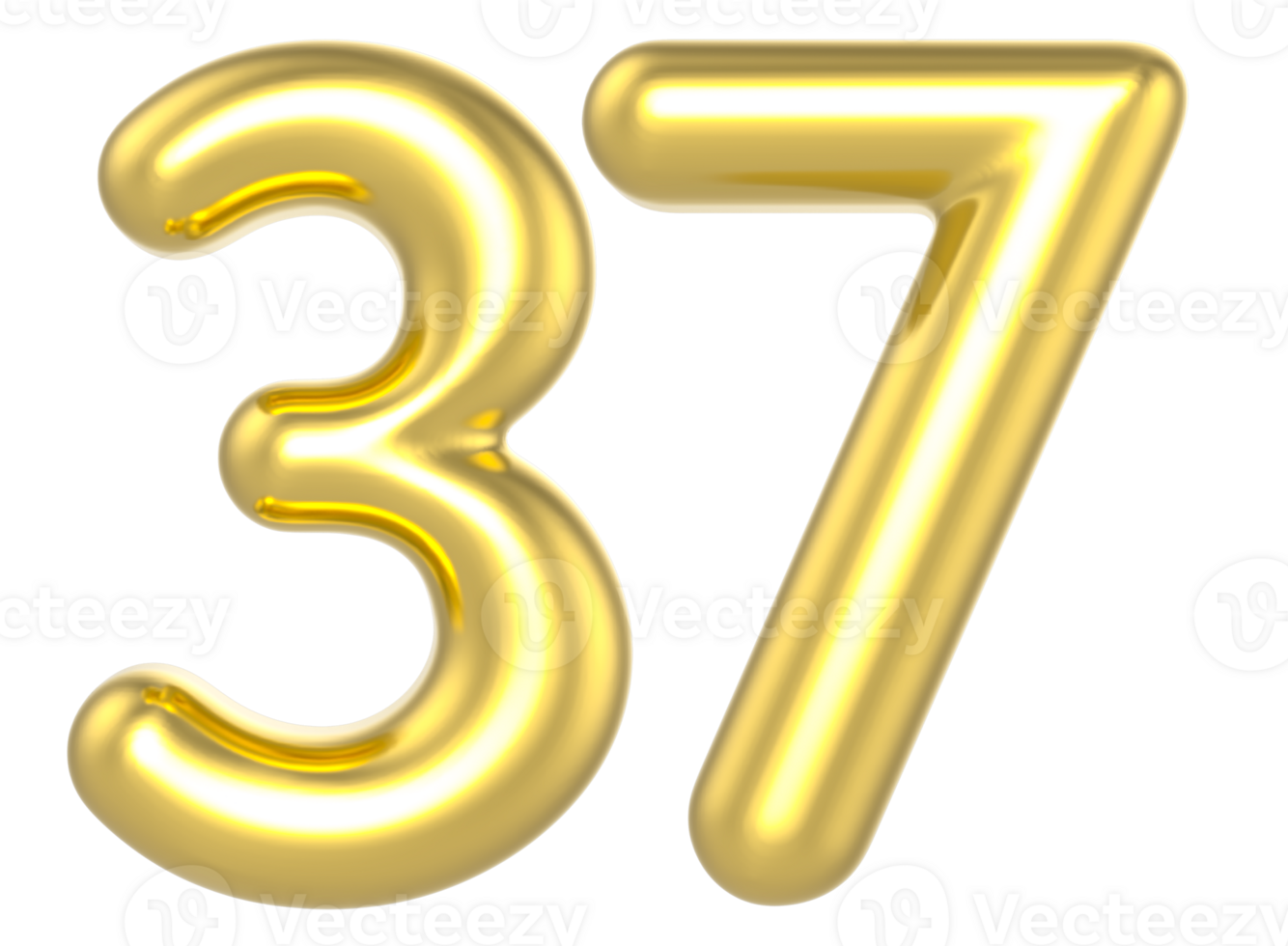 37 Number Gold Render png