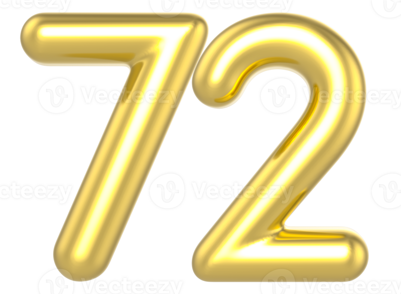 72 Number Gold Render png