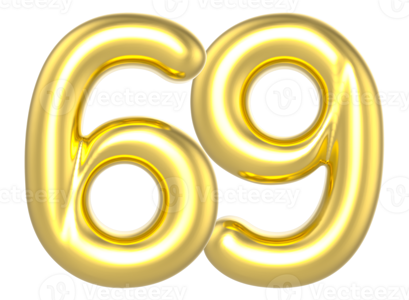 69 Number Gold Render png