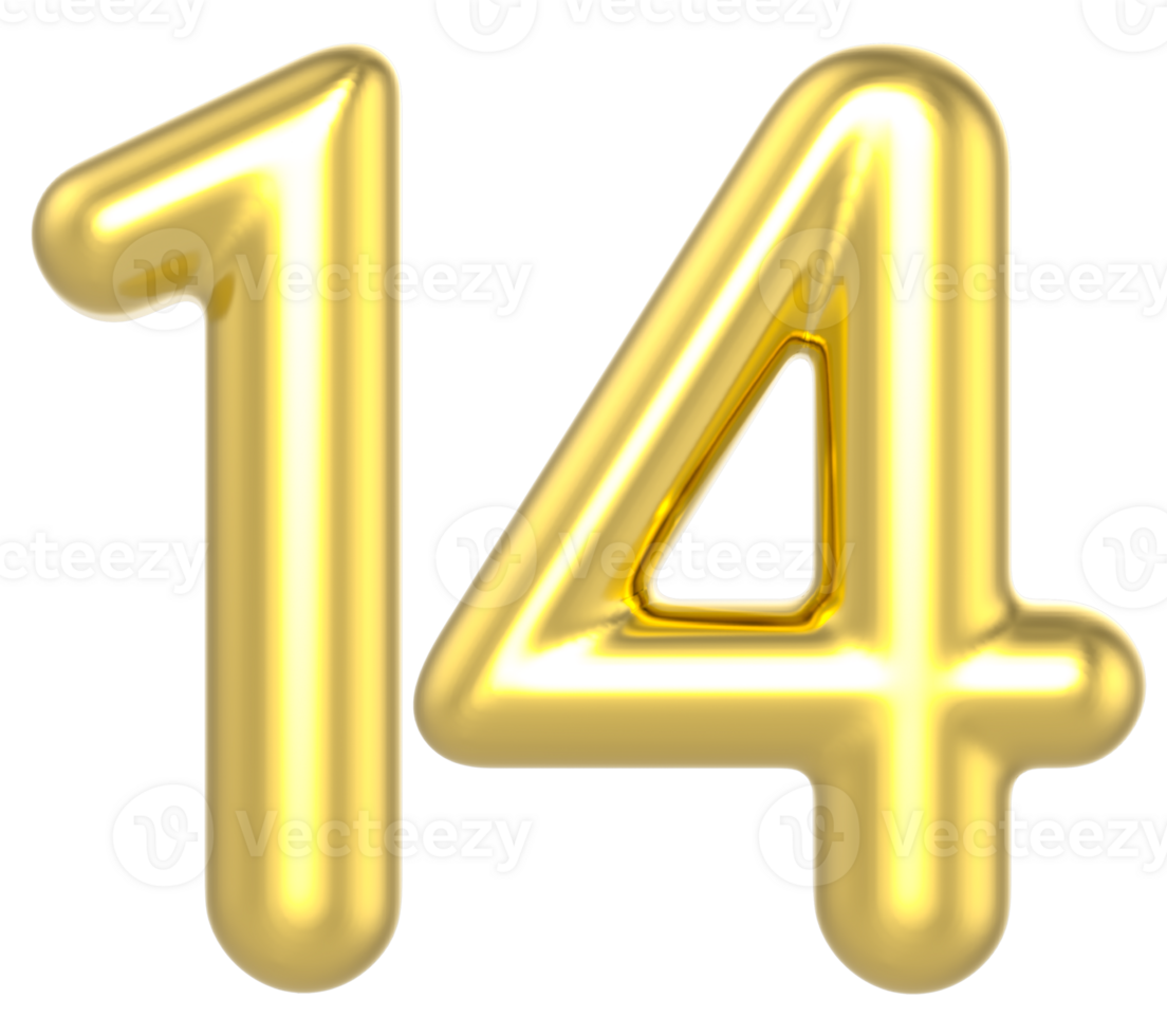 14 Number Gold Render png