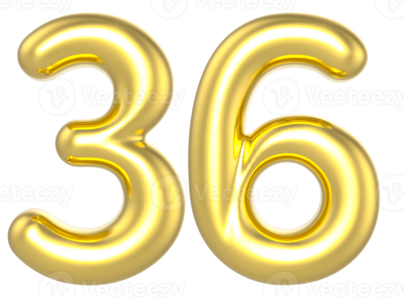 36 Number Gold Render png