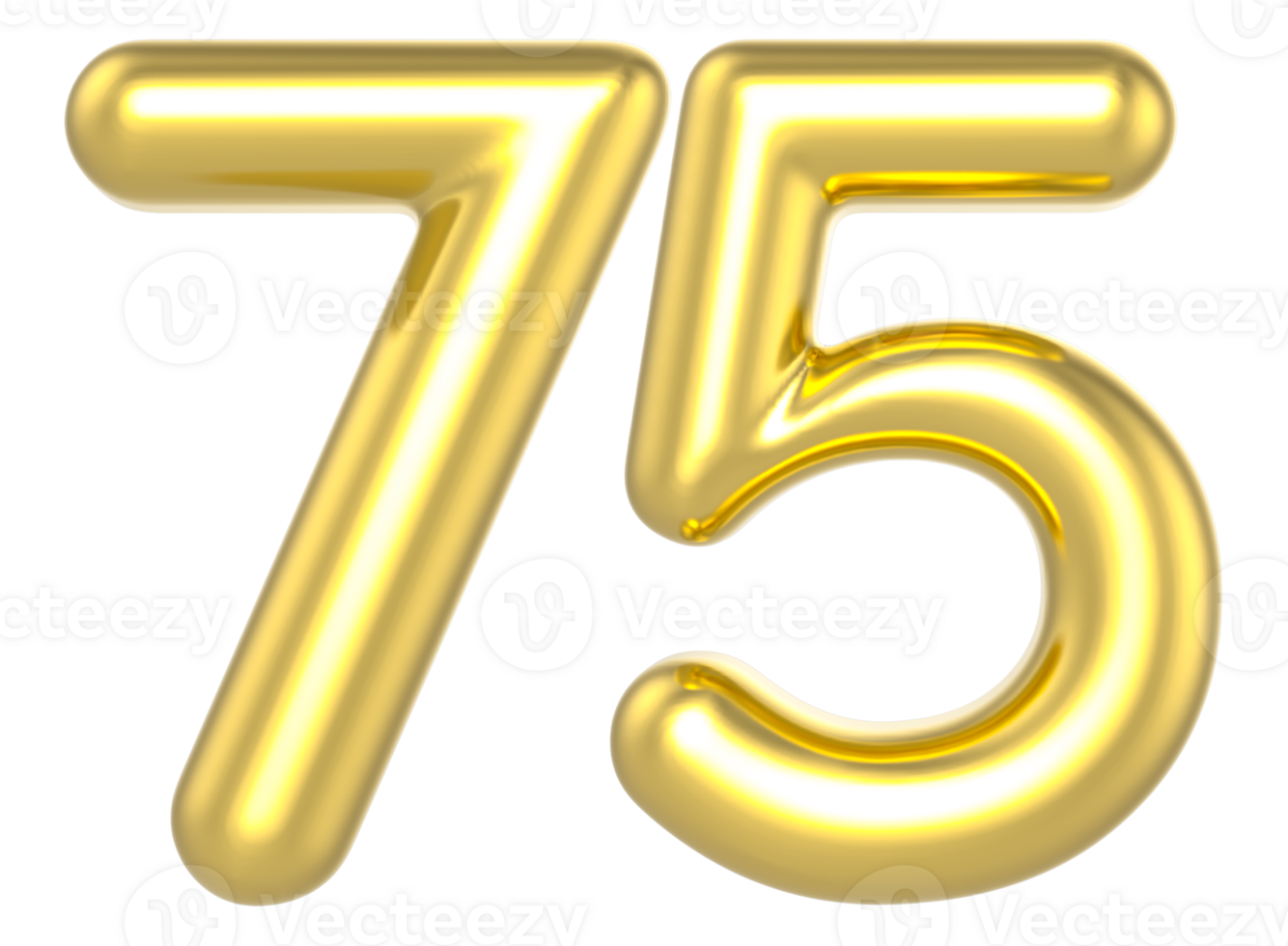 75 Number Gold Render png