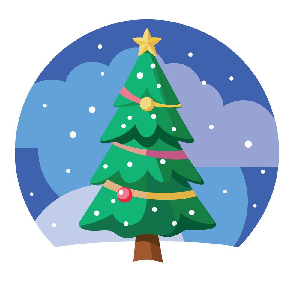 Happy holidays greeting card with tree in winter for christmas vector