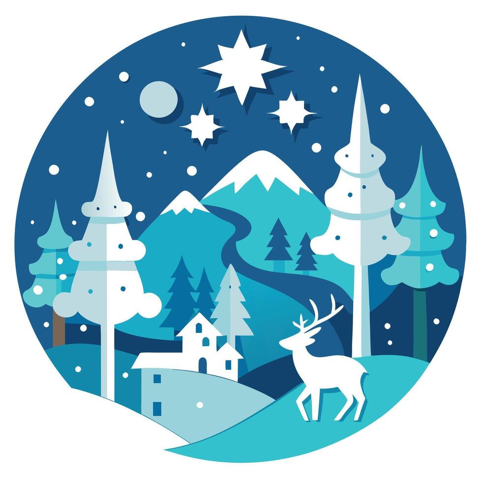Multi dimensional paper cut craft. paper illustration. christmas winter. ornate - vector