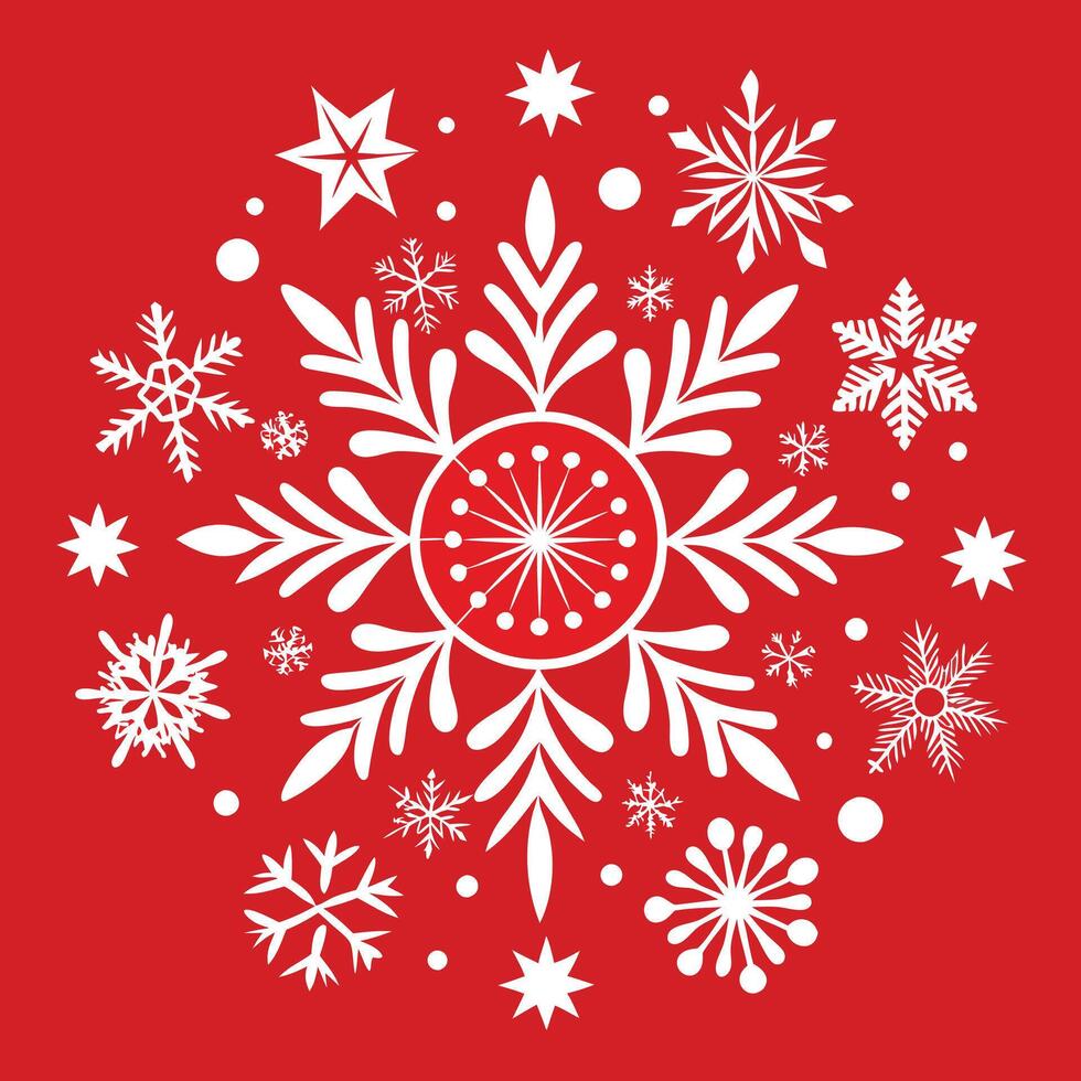 Red christmas background with snowflakes. wallpaper concept. vector