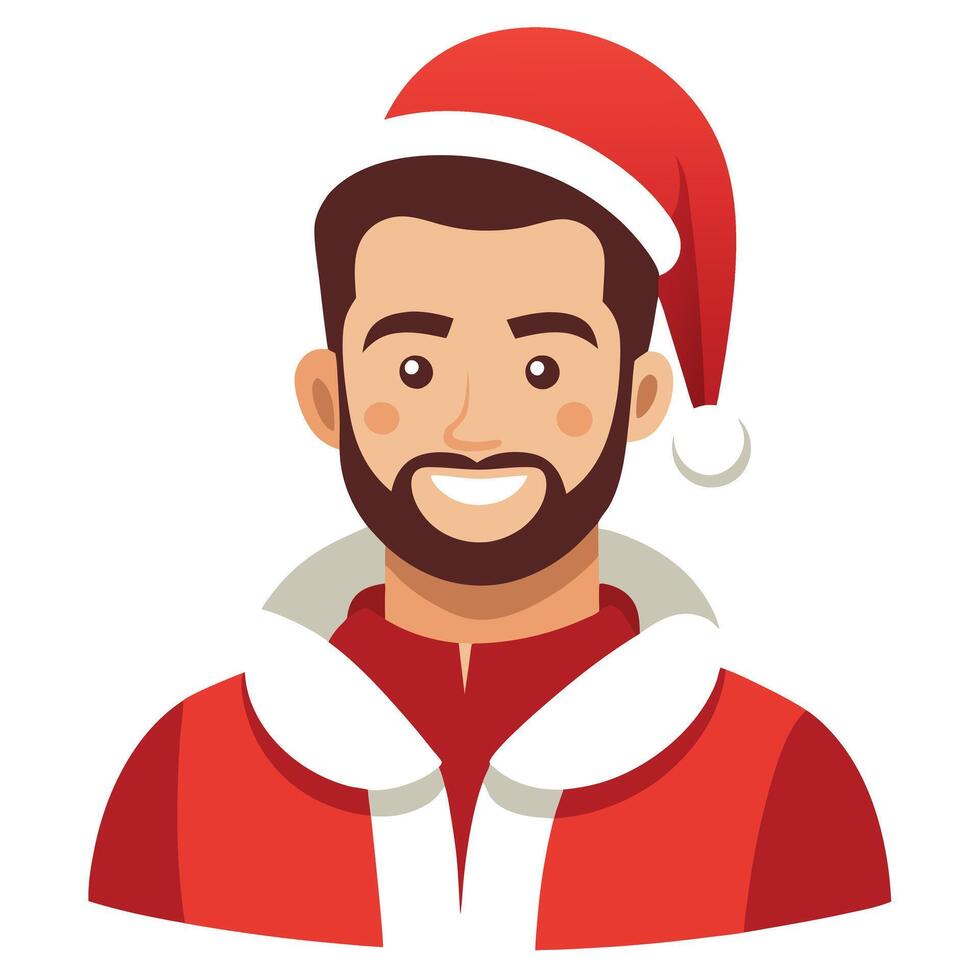 Portrait of handsome smiling man in santa claus wearing vector