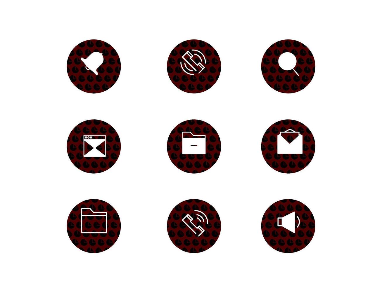 Red and black checkered circle icons set vector