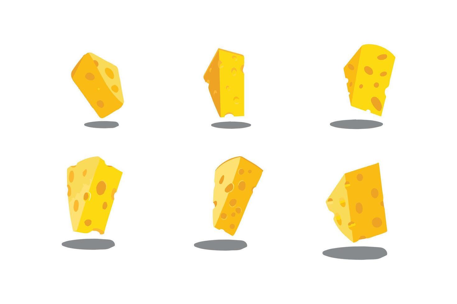 set of six unique cheese illustrations in style, easily editable file. vector