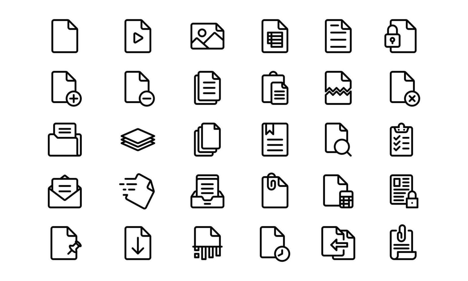 File and document outlined icon set element. Suitable for app and web icon graphic resources. vector