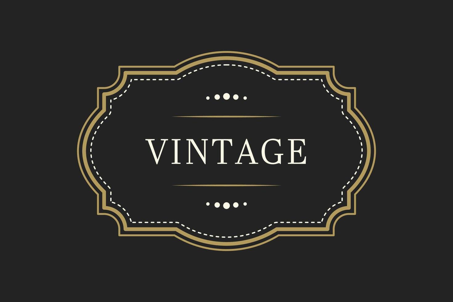 Elegant vintage retro frame on black background, with patterns, with text . illustration vector