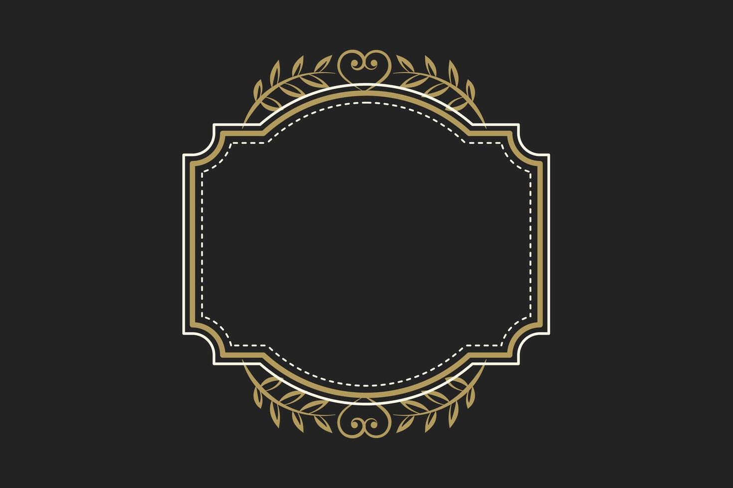 Elegant vintage retro frame on black background, with patterns, with copy space . illustration vector