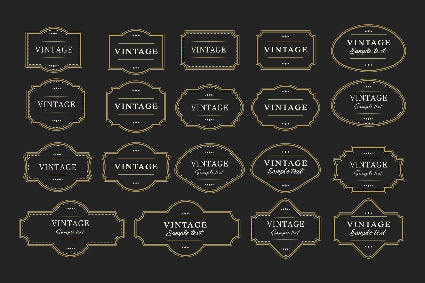 Elegant set of vintage retro frames on black background with text. illustration vector