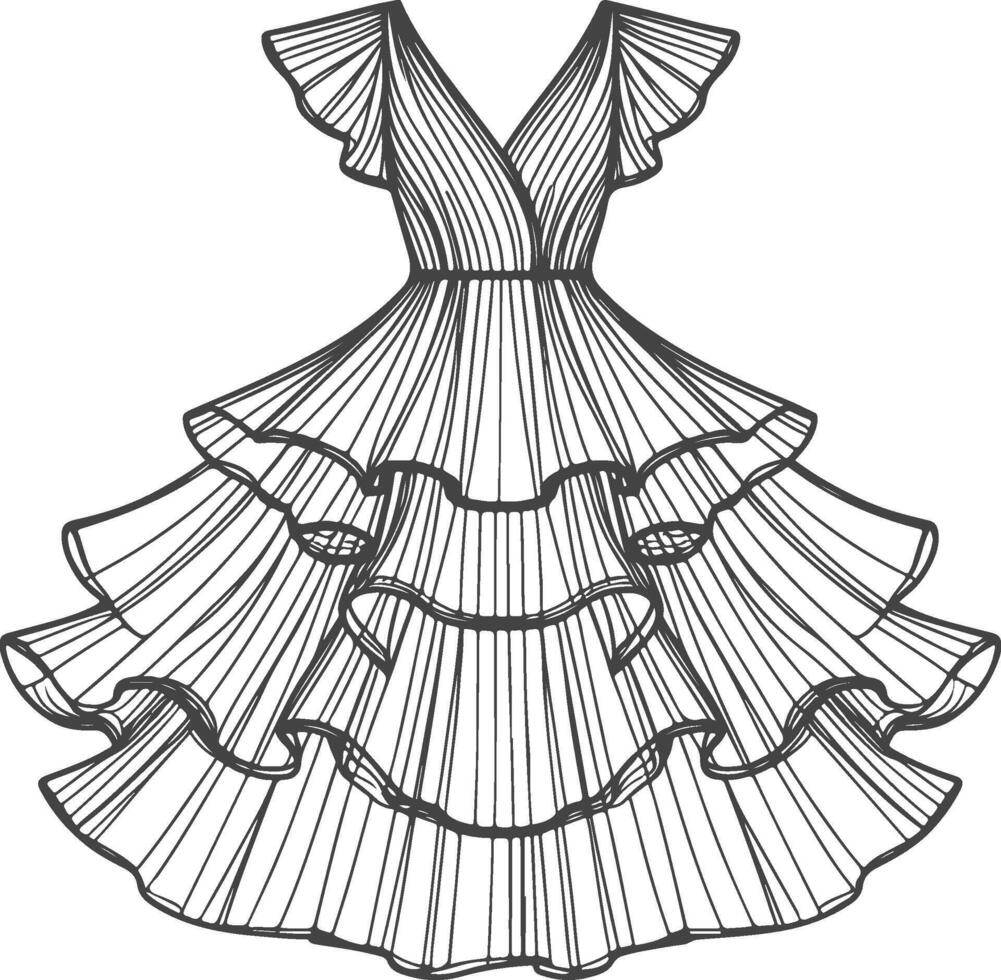 a ball gown long mannequin hand drawing illustration on a white background vector