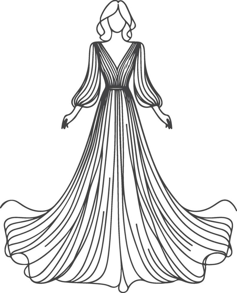 Minimalist design, haute couture, ballroom dress vector