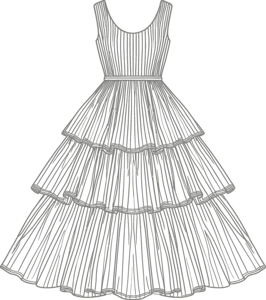 Ball Gown Sweetheart back open Midi dress vector