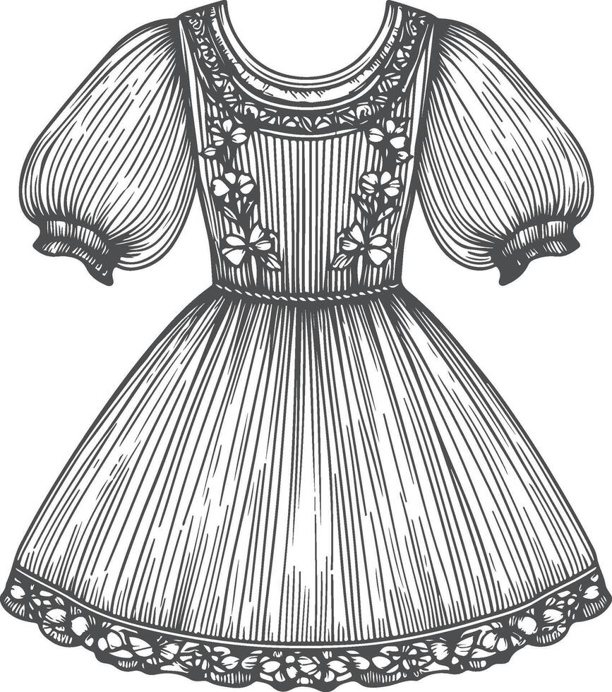 Smock shirred dress technical fashion illustration with cap sleeves vector