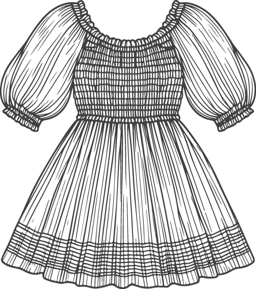 ruffles vintage fashion illustration, line drawing, ink on paper delicate linework, historical clothing design vector