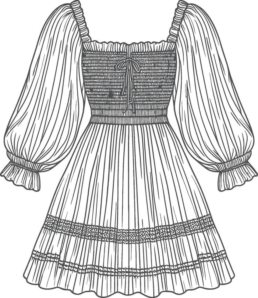 a dress with ruffles vector