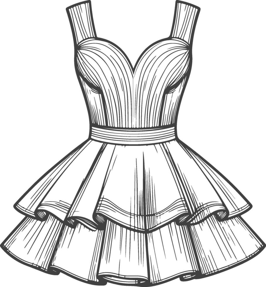 puffy sleeves sweetheart neckline corset bodice belted waistlayered ruffled skirts choker necklaces, vector
