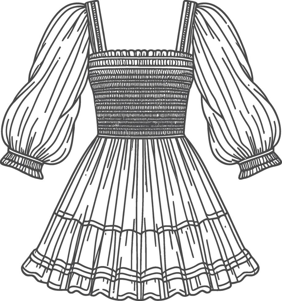 dress with ruffled sleeves vector