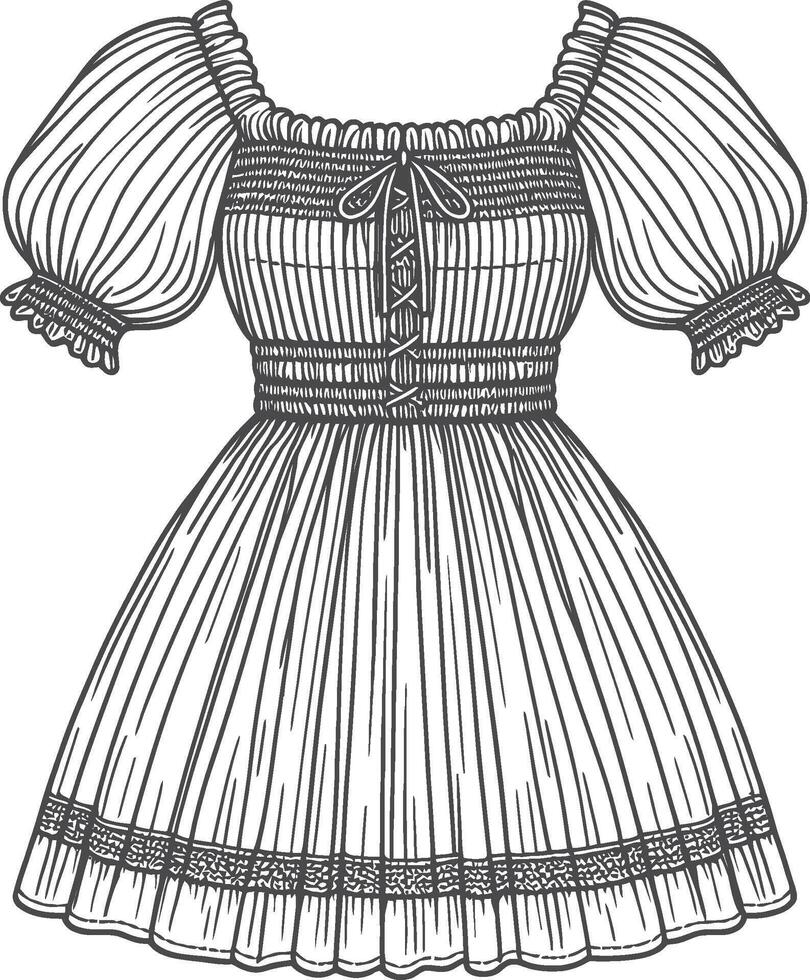 buttons down front gathered skirt with ruffle hem vector