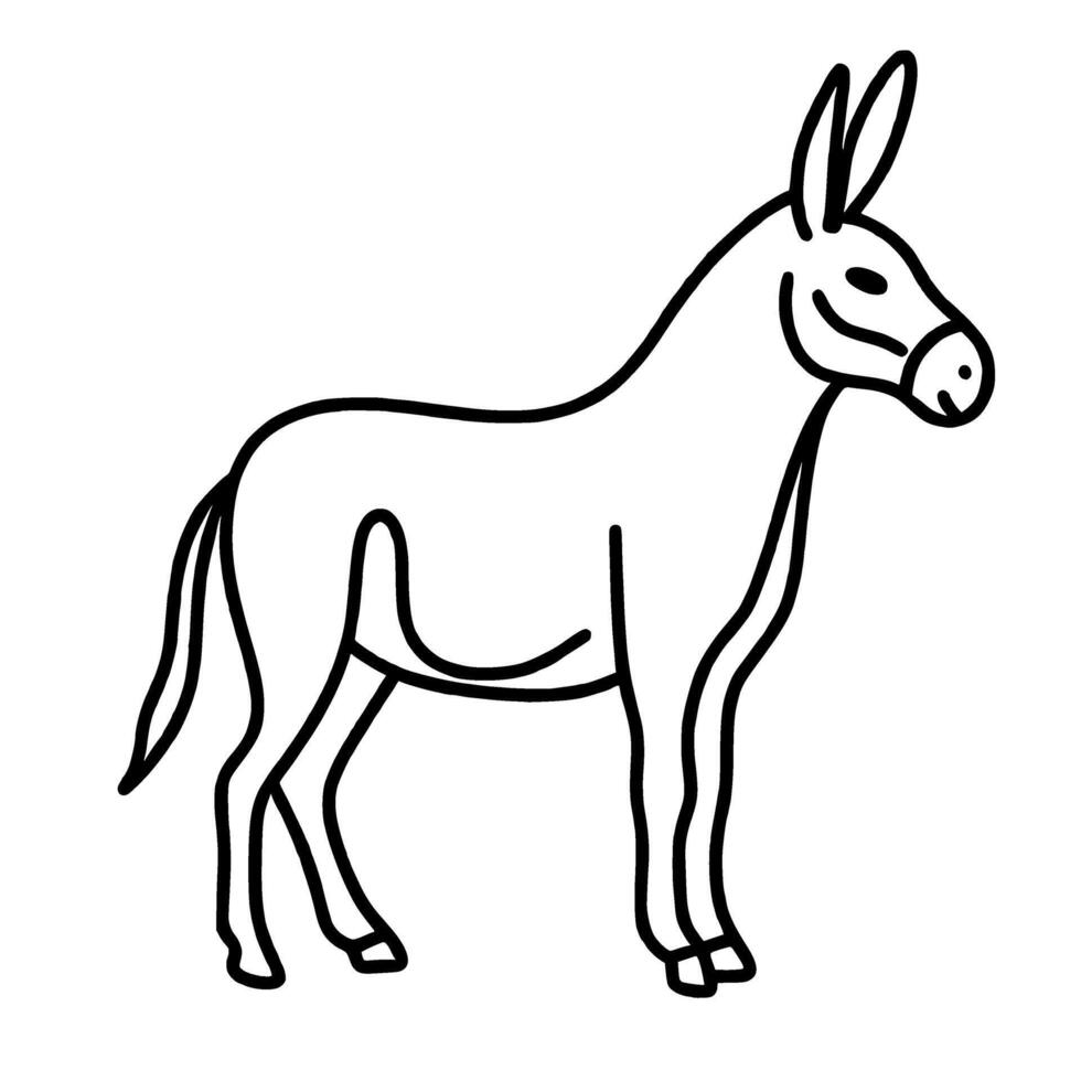 Donkey Hand drawn Christmas Winter christianity religion graphic illustration isolated on white background color editable vector