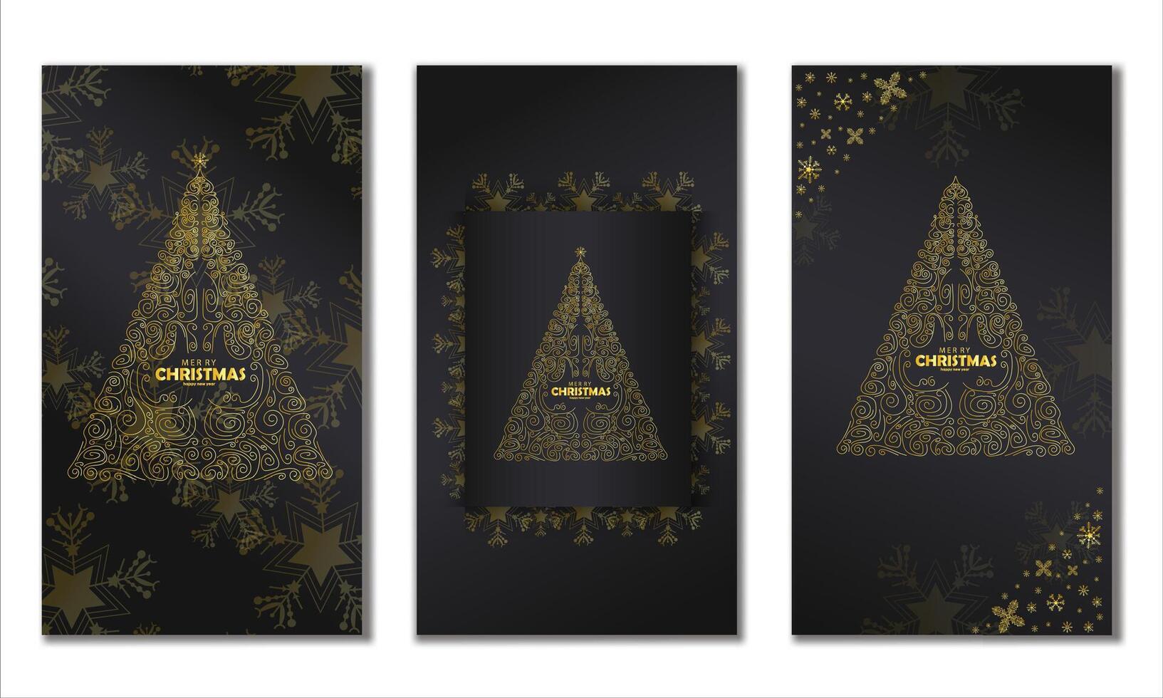 a black gold in luxury editable template greeting card stories template, potrait black christmas background vector