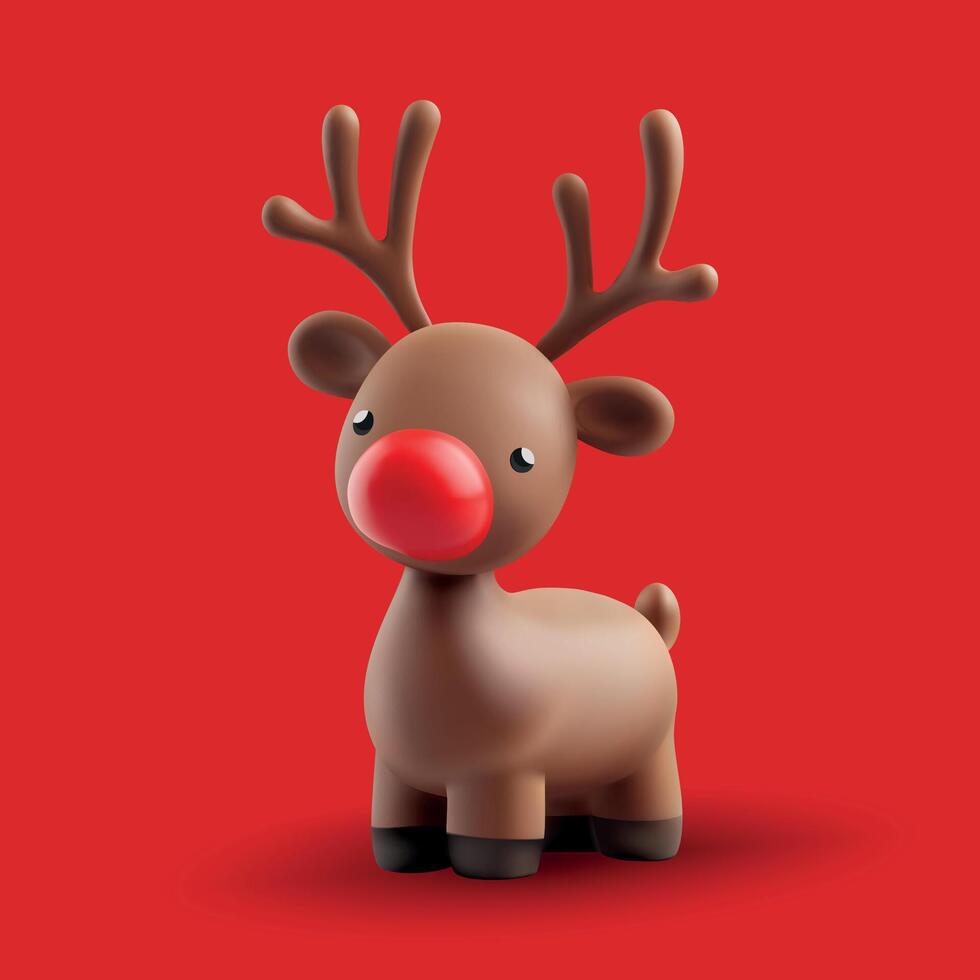 Christmas reindeer 3D icon vector