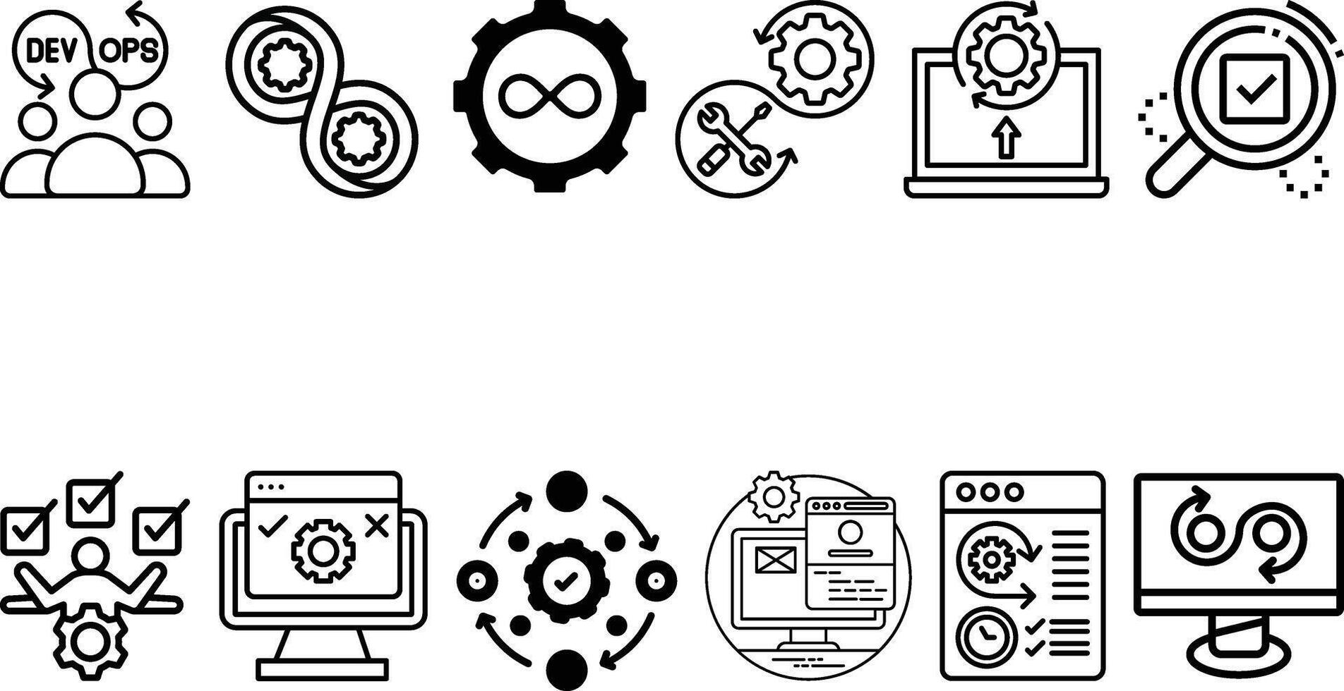 DevOps methodology and software development icon design. vector