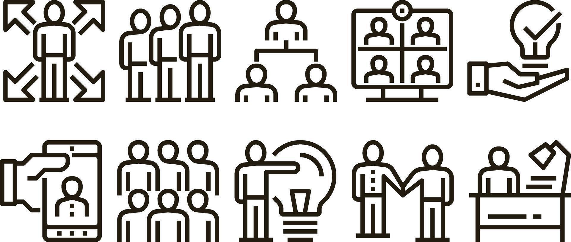 Teamwork thin line icons set collection design vector