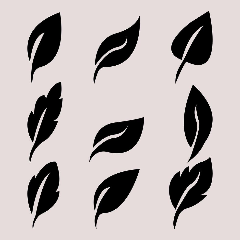 Minimalist Black Leaf Silhouettes Set for Design vector