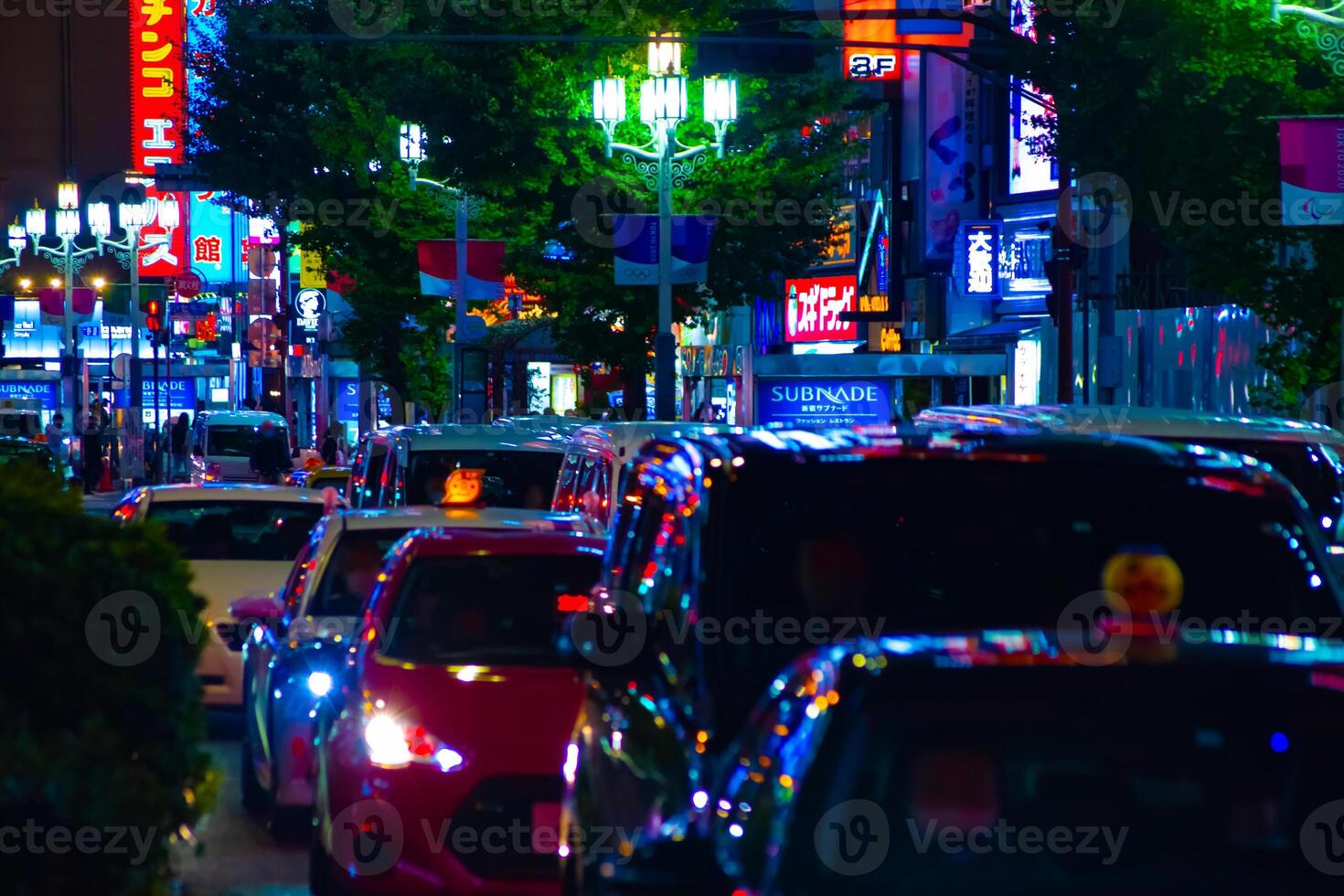 A night neon street in Shinjuku long shot photo