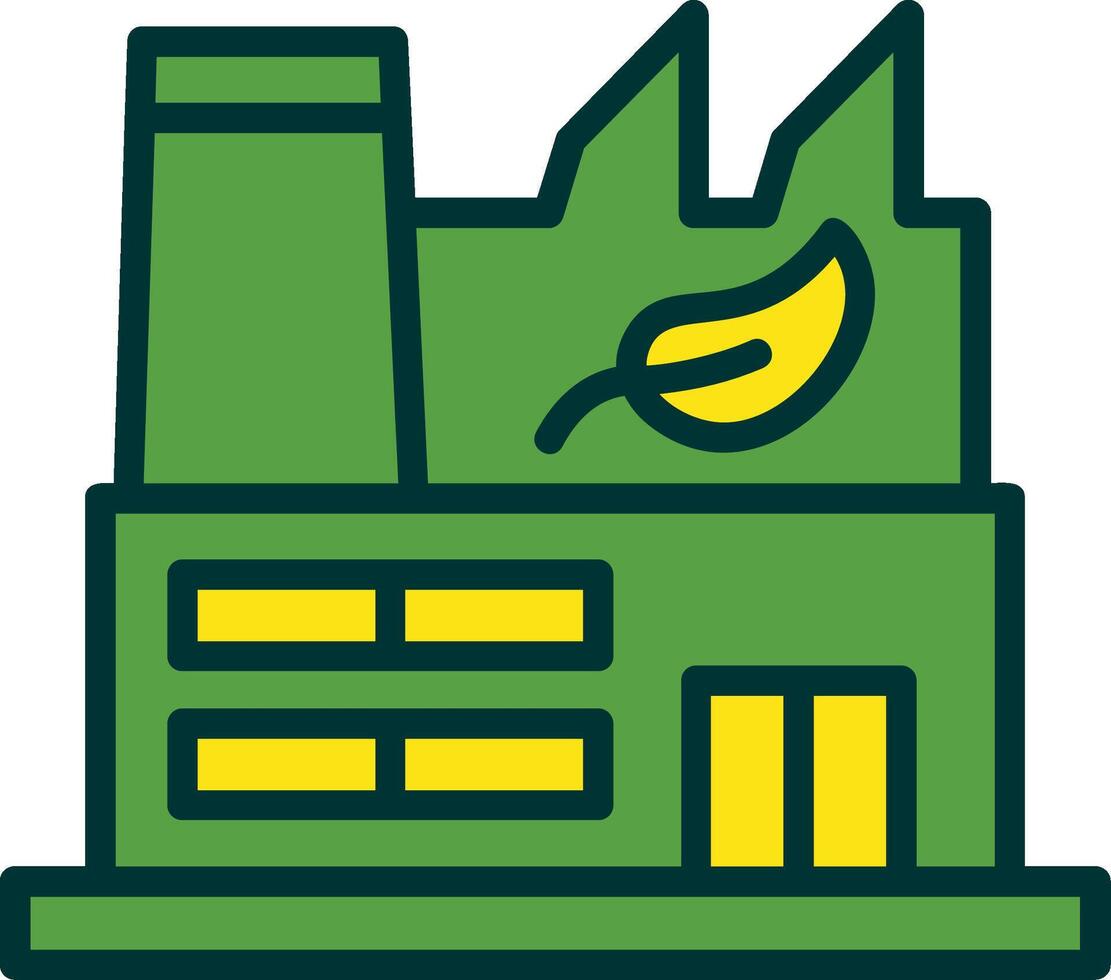 Green Factory Filled Two Color Icon vector