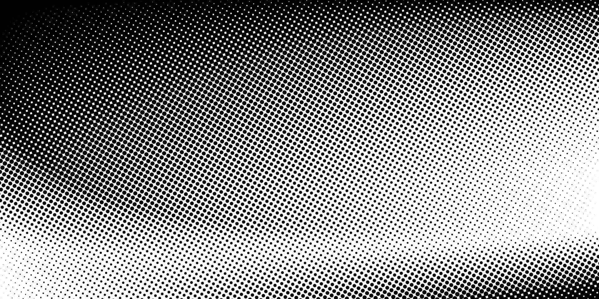 Abstract Halftone Dotted Gradient Design with Wave Effect. Black and white background with retro pixelated texture. Anime or manga comic style vector