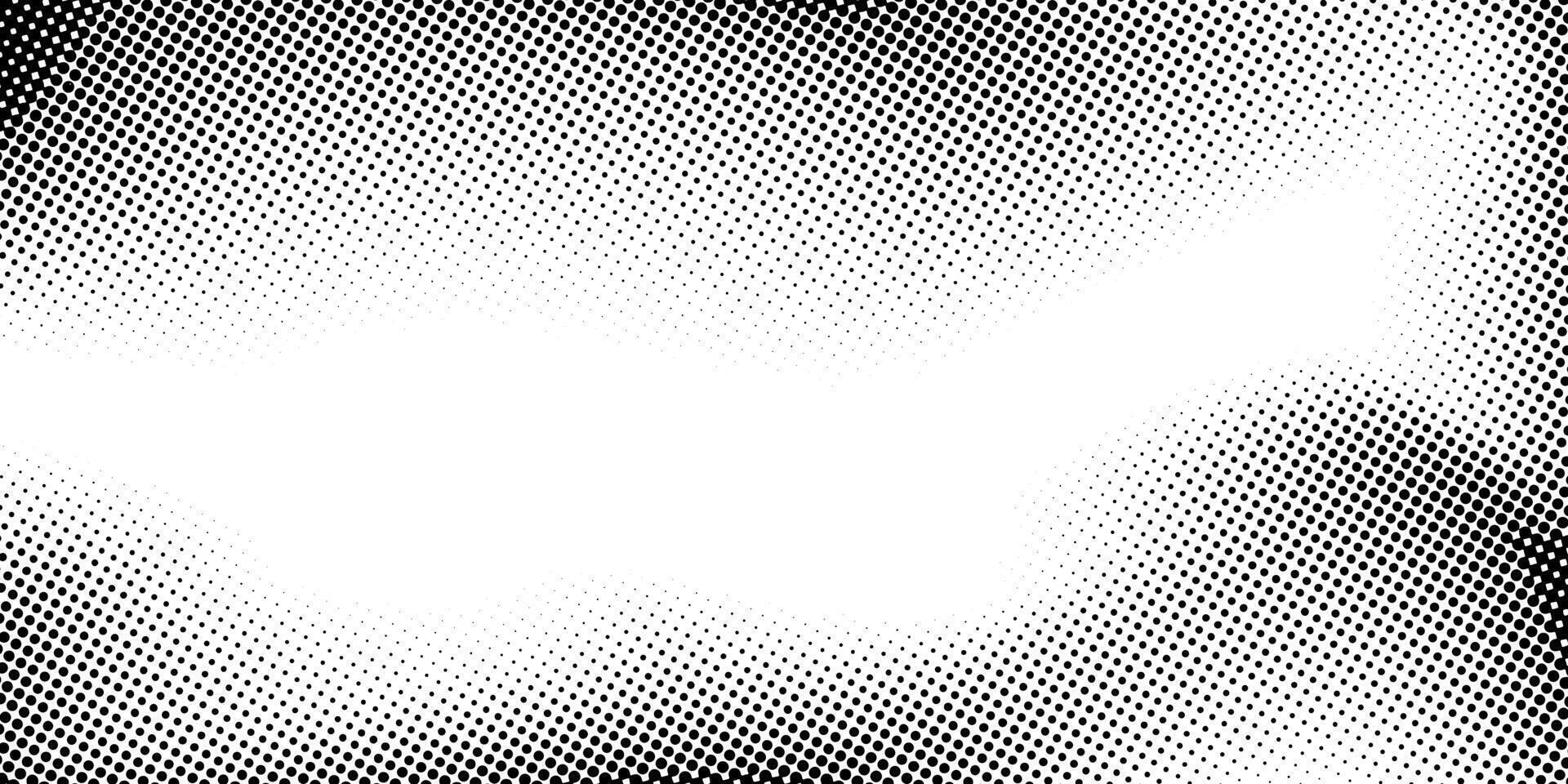 Black and white background with retro pixelated texture. Abstract Halftone Dotted Gradient Design with Wave Effect. Anime or manga comic style. illustration vector