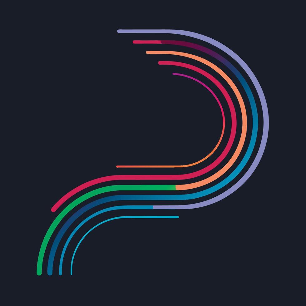 The letter p is made up of colorful lines vector