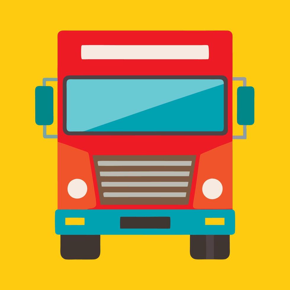 A red bus on a yellow background vector