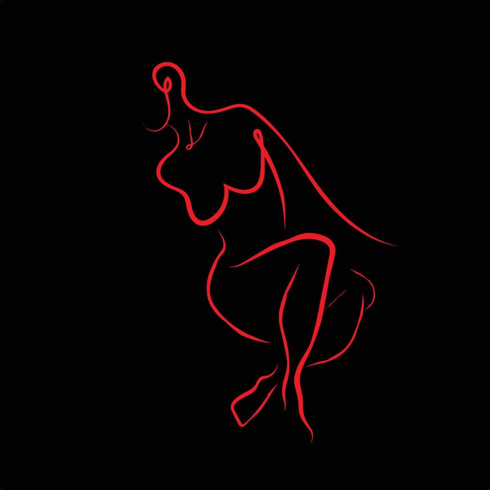 Black and Red Minimalist Elegant Illustrative Spa And Massage Logo. vector