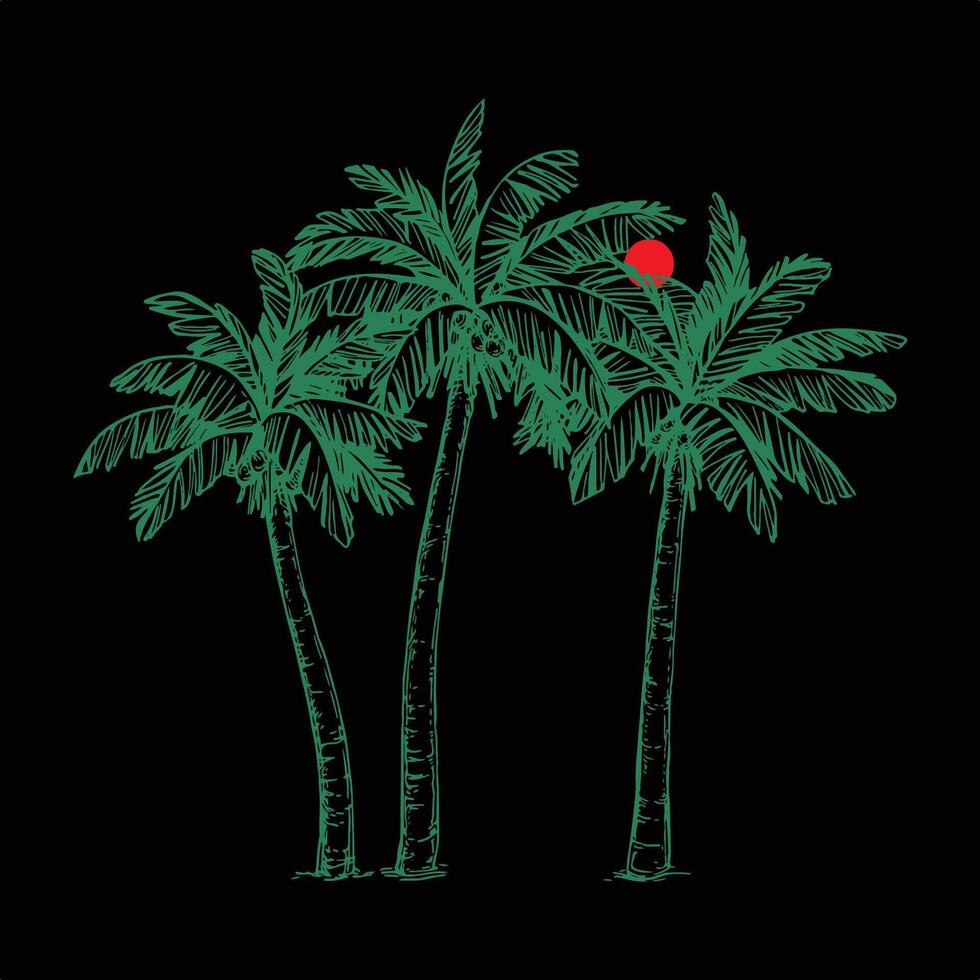 Modern Minimalist Palm Illustration Travel Agency Brand Logo. vector