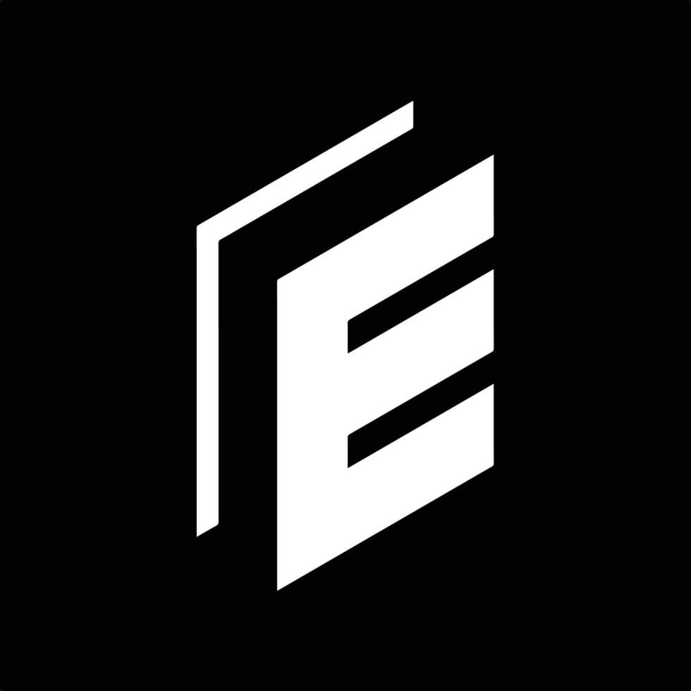 Black White Geometric E Shape Book Logo. vector